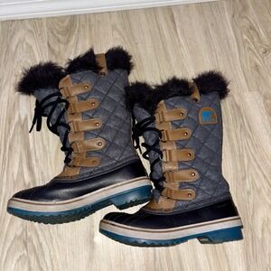 Sorel Tofino Felt Quilted Gray Tan Waterproof Snow Boots Women's 5.5